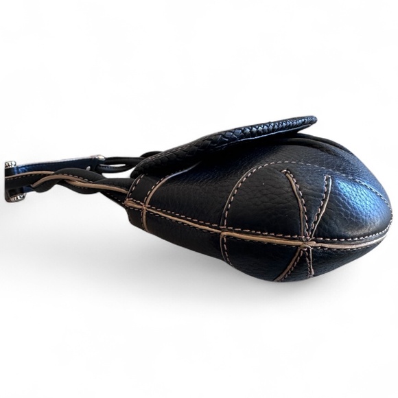 Vintage COLE HAAN Black Pebbled Leather Village Purse SP06 w/ Baseball Stitch! - Picture 9 of 16